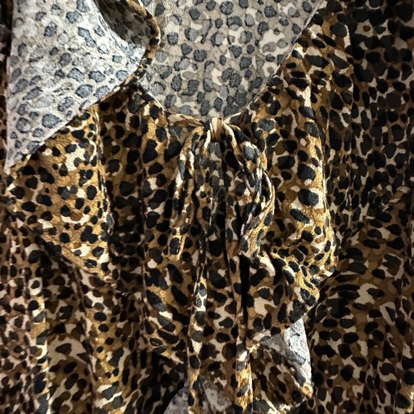 Leopard Print Waist-Defined Ruffle-Trim Top - Picture 6 of 8